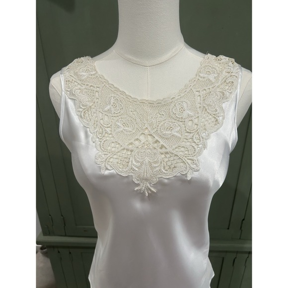 Cinema Etoile Tops - Vintage USA Womens White Satin Top‎ Size M Crochet Lace Fairy Romantic Coquette